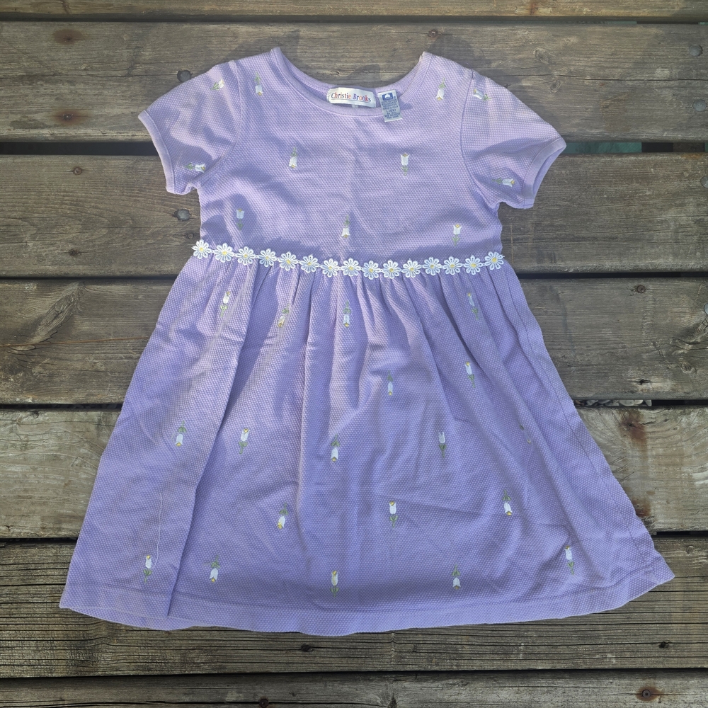 Vintage Lavender Kids Dress with Floral Accents